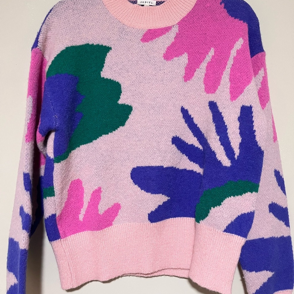 JODIFL Pink and Blue Abstract Sweater